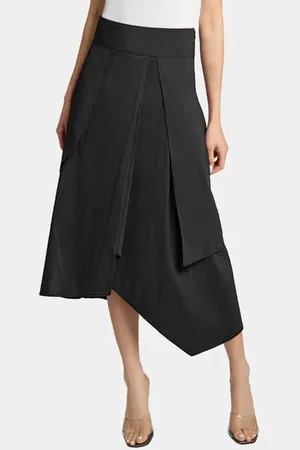 Santorelli DEB Multi-Panel Asymmetric Midi Skirt in Stretch Cotton Blend in at Nordstrom, Size 10