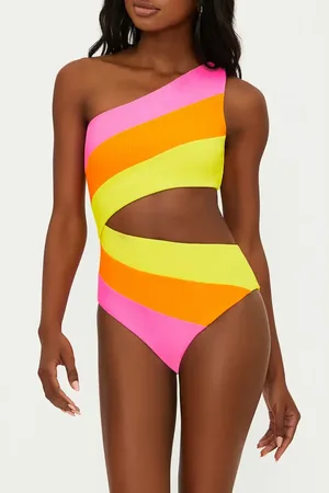 Beach Riot Joyce Stripe Cutout One-Shoulder One-Piece Swimsuit in at Nordstrom, Size Small
