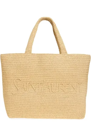 Saint Laurent Logo Raffia Tote in at Nordstrom