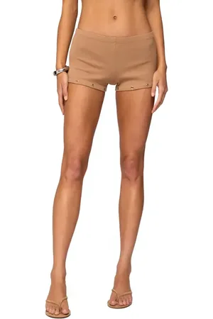Edikted Hasel Grommet Low Rise Rib Shorts in at Nordstrom, Size X-Small