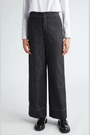 Max Mara Omelia Wide Leg Cotton Trousers in at Nordstrom, Size 12