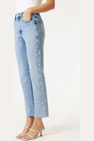 Mavi New York Embroidered Ankle Straight Leg Jeans in at Nordstrom, Size 28 X 28