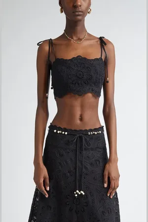 ZIMMERMANN Rhiannon Guipure Lace Trim Cotton Crop Top in at Nordstrom, Size 2