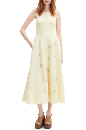 Bardot Lilah Floral Eyelet Lace Corset Midi Sundress in at Nordstrom, Size 8
