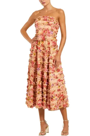 Mac Duggal Strapless Ankle Ruffle Cotton Dress in at Nordstrom, Size 12