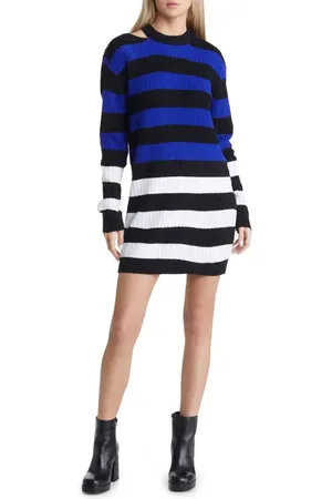 Steve Madden Remi Stripe Cutout Long Sleeve Sweater Dress in at Nordstrom, Size Large