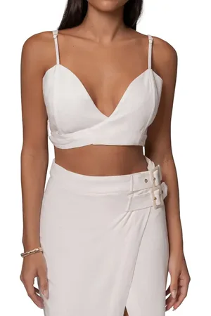 JLUXLABEL Sunrise Cotton & Linen Bustier Wrap Top in at Nordstrom, Size X-Small