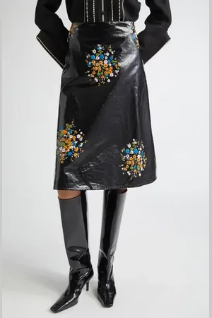 Jil Sander Bouquet Print Coated Linen Skirt in at Nordstrom, Size 4 Us