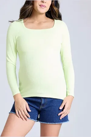 Motherhood Maternity Square Neck Rib Knit Long Sleeve Tee in at Nordstrom, Size Medium L