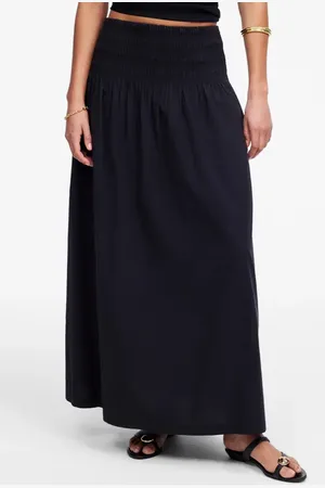 Madewell Smocked Waist Cotton Poplin Midi Skirt in at Nordstrom, Size X-Large