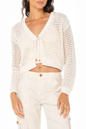 Roxy Ivy Open Stitch Tie Cardigan in at Nordstrom, Size Small