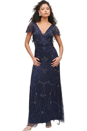 Beauut Occasion Embellished Sequin Beaded Deep V Neck Evening Maxi Dress in at Nordstrom, Size 4