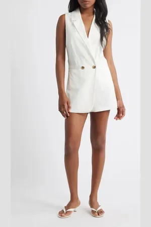 BLANK NYC Cotton & Linen Romper in at Nordstrom, Size Large