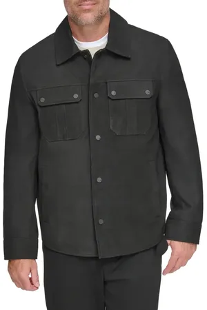 Andrew Marc Laredo Leather Overshirt in at Nordstrom, Size Small