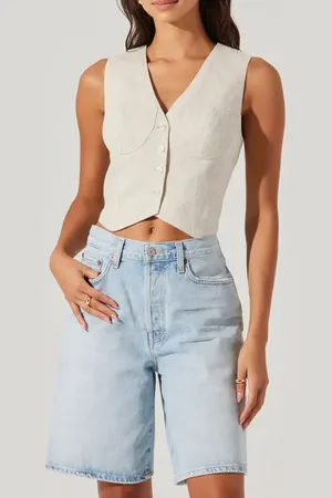 ASTR Ossa Bustier Detail Linen Vest in at Nordstrom, Size Small