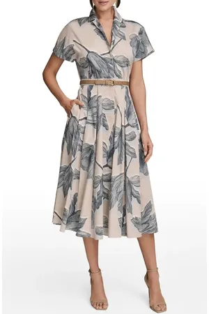 Donna Karan Floral Print Belted Midi Shirtdress in at Nordstrom, Size 6