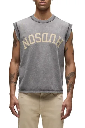 Hudson Logo Graphic Cutoff Sleeveless T-Shirt in at Nordstrom, Size Large