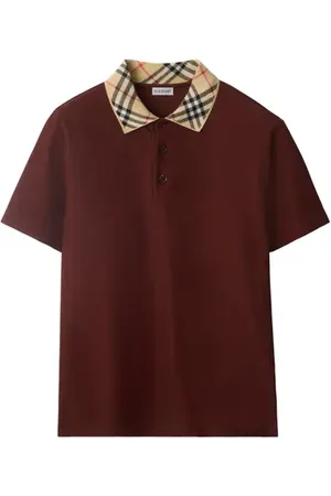 Burberry Check Collar Cotton Polo Shirt in at Nordstrom, Size Large S