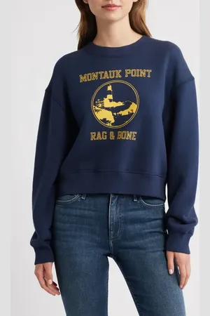 RAG&BONE Montauk Crop Graphic Sweatshirt in at Nordstrom, Size Medium