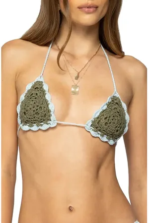 Edikted Crochet Triangle Bikini Top in at Nordstrom, Size X-Small