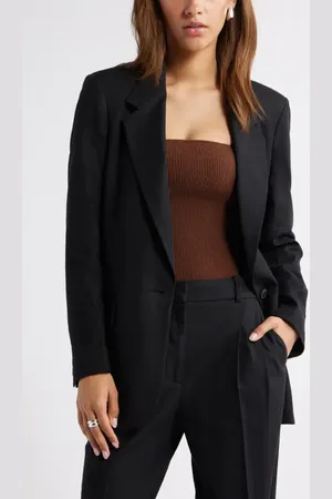 Open Edit Everyday One-Button Linen Blend Blazer in at Nordstrom, Size X-Large
