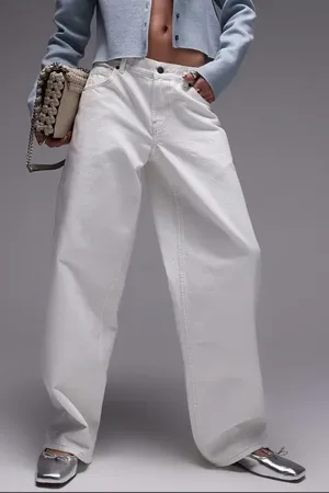 Topshop Cinch Back Low Rise Wide Leg Jeans in at Nordstrom, Size 36