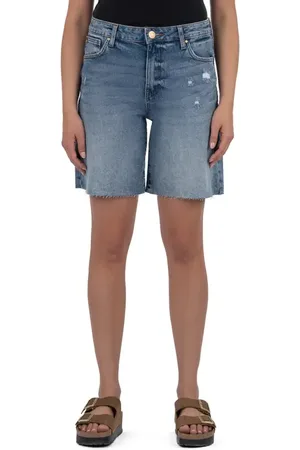 Kut From The Kloth Hailey Raw Hem Denim Bermuda Shorts in at Nordstrom, Size 14