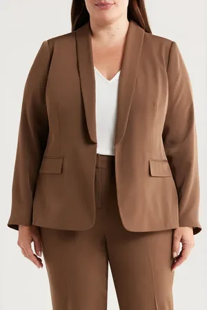 Tahari ASL Brushed Woven One-Button Blazer in at Nordstrom, Size 18W