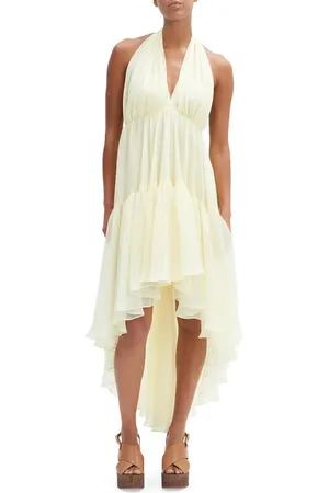 Bardot Leona High-Low Chiffon Halter Dress in at Nordstrom, Size 6
