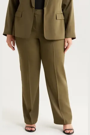 Tahari ASL Brushed Woven Straight Leg Pants in at Nordstrom, Size 24W