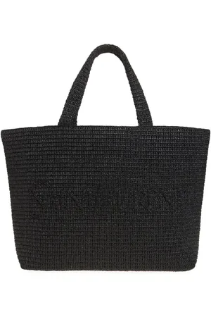 Saint Laurent Logo Raffia Tote in at Nordstrom