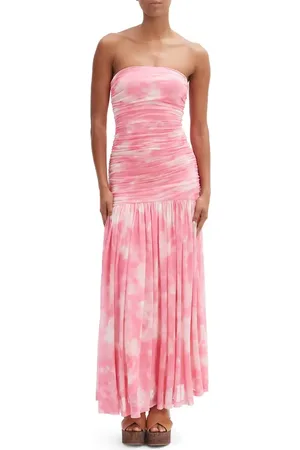Bardot Solana Blurred Floral Drop Waist Mesh Maxi Dress in at Nordstrom, Size 12