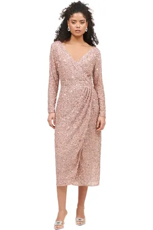 Beauut Occasion Embellished Sequin Beaded Maxi Wrap With Sleeves Evening Dress in at Nordstrom, Size 4