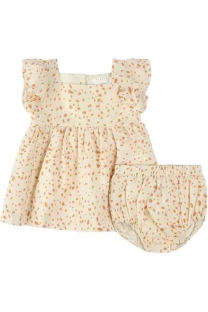 FIRSTS by petit lem Animal Spot Cotton Ruffle Sleeve Dress & Bloomers in at Nordstrom, Size 3M