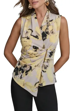 Donna Karan Printed Wrap Front Sleeveless Top in at Nordstrom, Size Small
