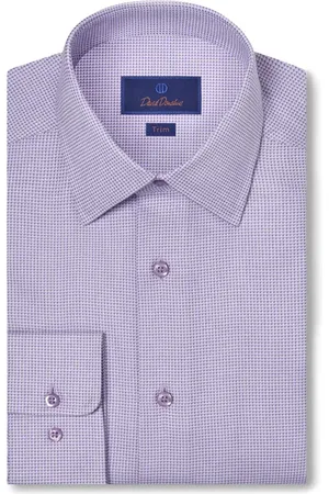 David Donahue Trim Fit Geo Dress Shirt in at Nordstrom, Size 17.5 - 32