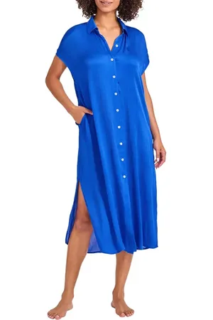 Tommy Bahama Calypso Wave Button Front Cover-Up Dress in at Nordstrom, Size Medium