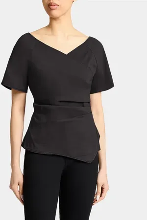 Santorelli MURPHY Short Sleeve Wrap Top in at Nordstrom, Size 12Short