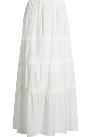 Bobeau Lace Accent Tiered Maxi Skirt in at Nordstrom, Size Large
