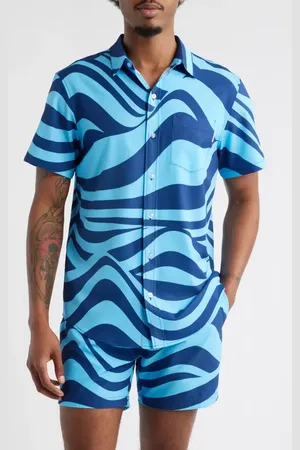 MAVRANS Wave Weekend Short Sleeve Performance Button-Up Shirt in at Nordstrom, Size Medium