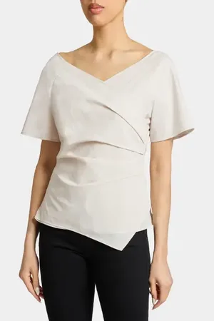 Santorelli MURPHY Short Sleeve Wrap Top in at Nordstrom, Size 10Short