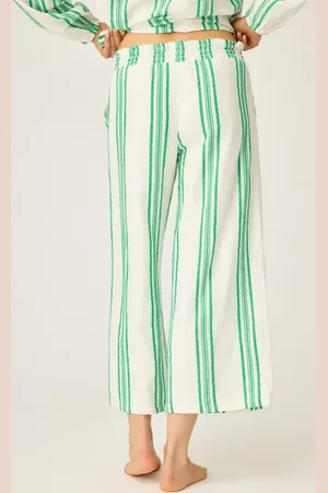 P.J.Salvage The Beachcomber Stripe Crop Puckered Gauze Pajama Pants in at Nordstrom, Size Large