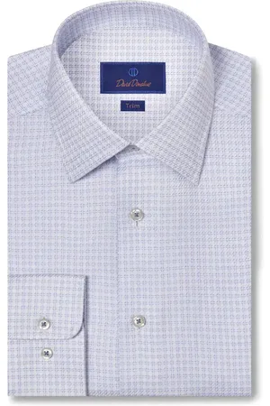 David Donahue Trim Fit Check Dress Shirt in at Nordstrom, Size 15.5 - 32