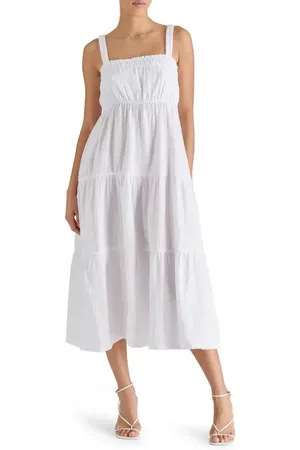 Steve Madden Alissa Tiered Cotton Gauze Midi Sundress in at Nordstrom, Size Small