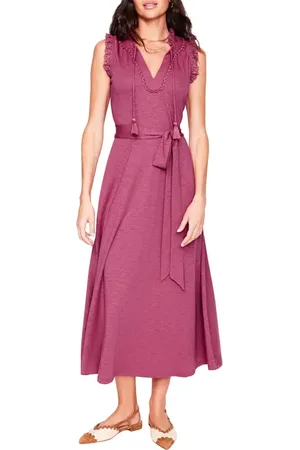 Boden Aria Embroidered Eyelet Trim Cotton Blend Midi Dress in at Nordstrom, Size 2