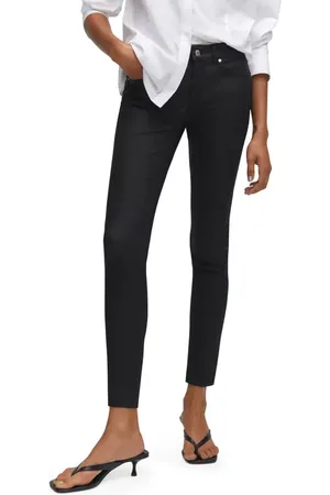MANGO Coated Mid Rise Skinny Push-Up Jeans in at Nordstrom, Size 4
