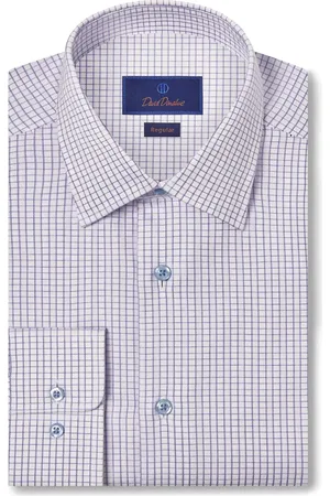 David Donahue Regular Fit Check Cotton Dobby Dress Shirt in at Nordstrom, Size 18 - 36