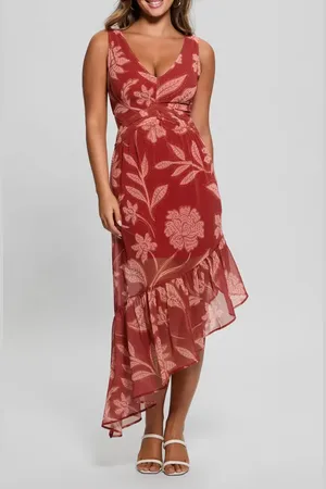 Guess Sabrina Floral Sleeveless Asymmetric Dress in at Nordstrom, Size 12