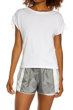 Blanc Noir Ruched Sleeve T-Shirt in at Nordstrom, Size Large