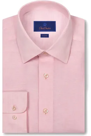 David Donahue Trim Fit Linen Dress Shirt in at Nordstrom, Size 16.5 - 32
